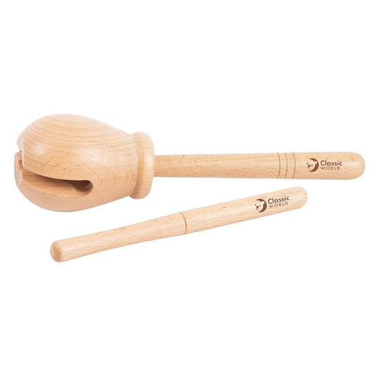 Classic World medinis ritmo instrumentas „Woodblock“ su lazdele