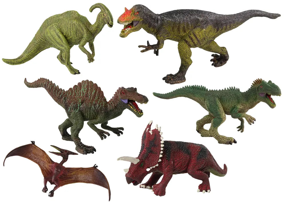 Didelis dinozaurų rinkinys – 6 guminės figūrėlės, realistiškos