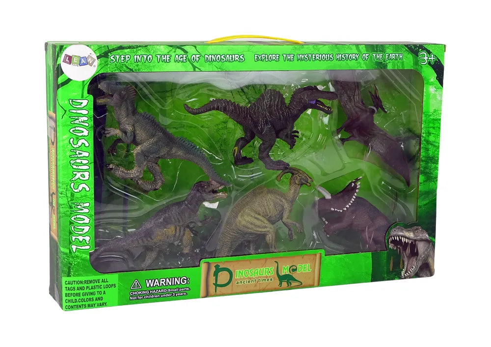 Didelis dinozaurų rinkinys – 6 guminės figūrėlės, realistiškos