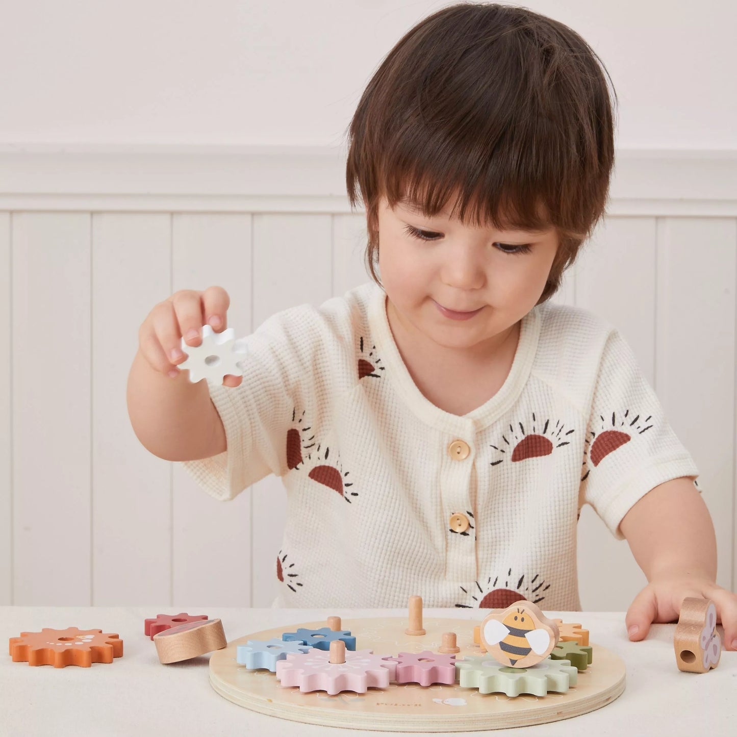 VIGA PolarB mediniai spalvingi Montessori pavarų ratai