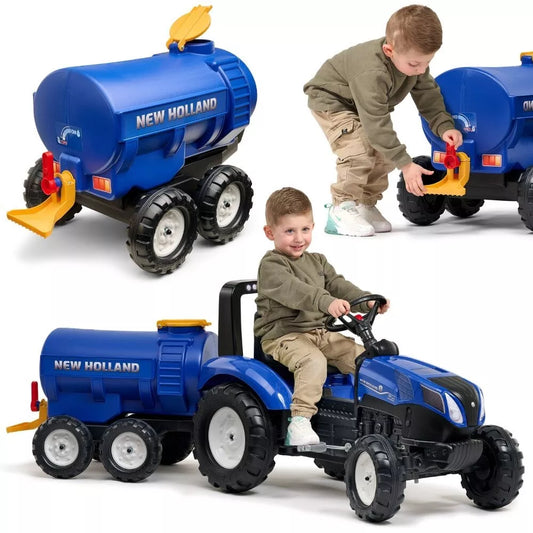 FALK New Holland mėlyna vandens cisternos priekaba su čiaupu