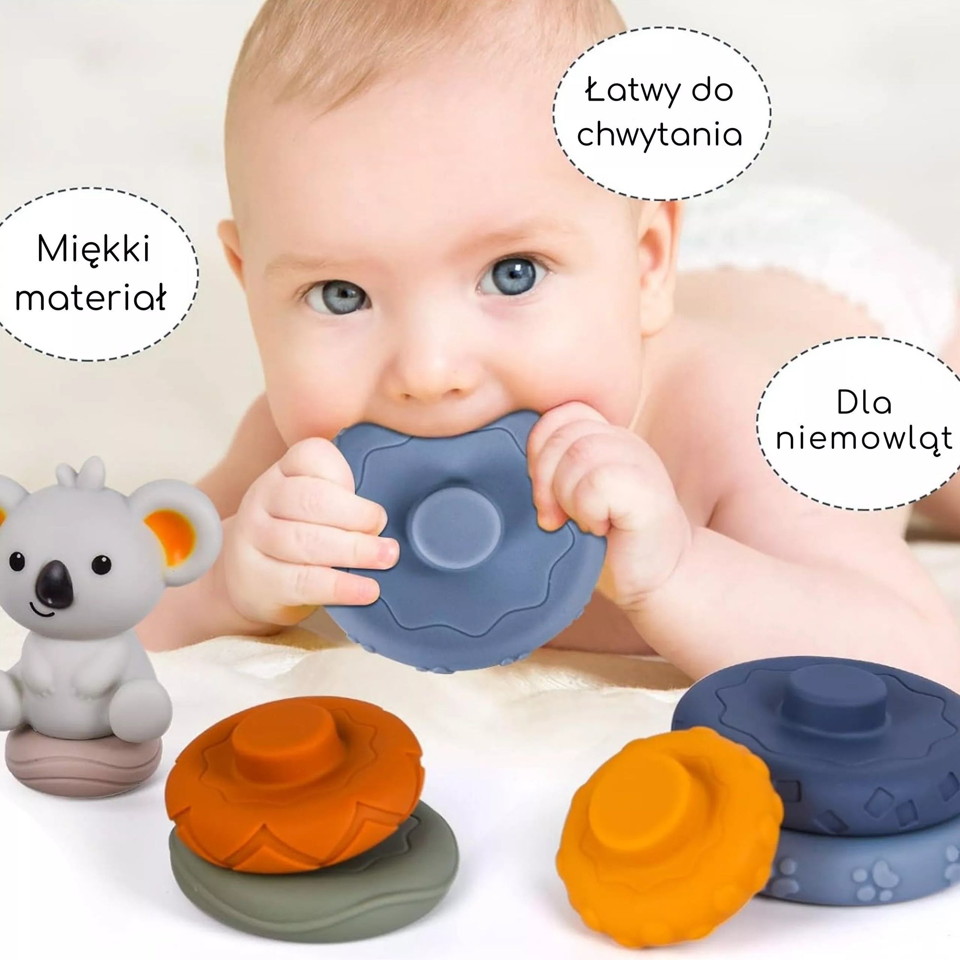 „WOOPIE BABY“ Koala 2 viename – edukacinė piramidė ir kramtukas