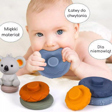 „WOOPIE BABY“ Koala 2 viename – edukacinė piramidė ir kramtukas