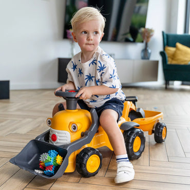 FALK Komatsu paspiriamas traktorius su ekskavatoriaus kaušu ir priekaba