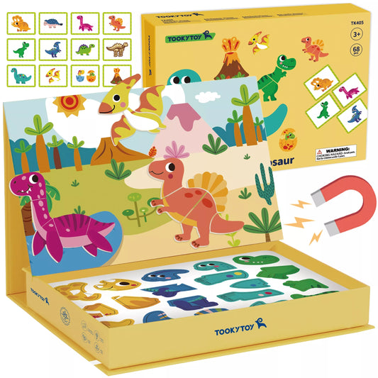 TOOKY TOY magnetinė dėlionė Montessori edukacinė dėžutė dinozaurai