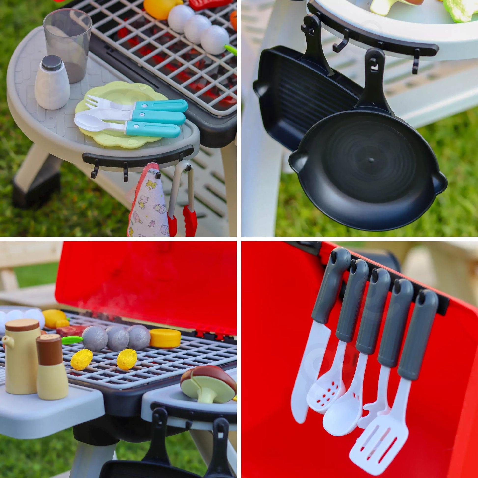 „WOOPIE“ interaktyvus grilis – lauko virtuvės rinkinys „Barbecue Garden Kitchen“ su LED, XL, 41 detalė