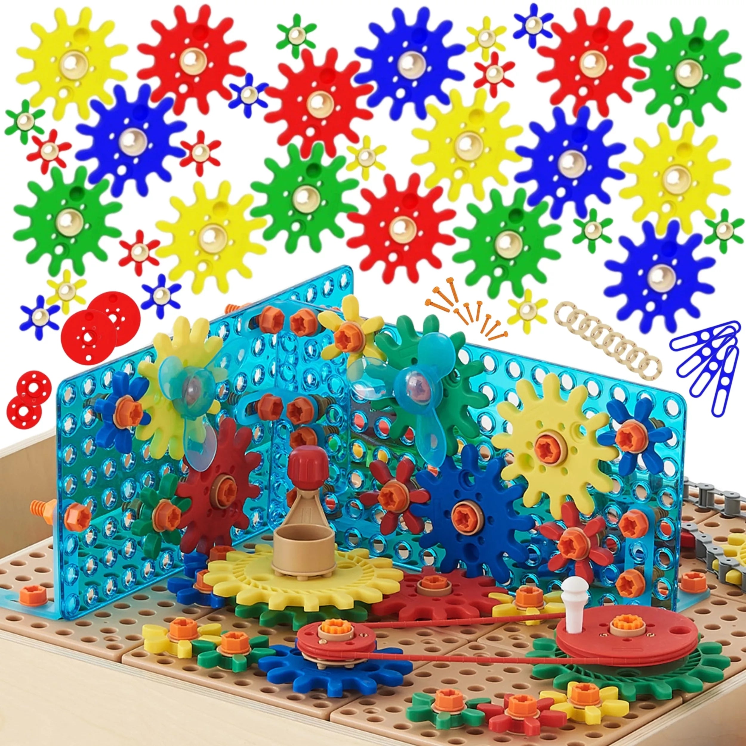 MASTERKIDZ mišrių krumpliaračių priedų rinkinys STEM sienų plokštėms, 198 vnt.