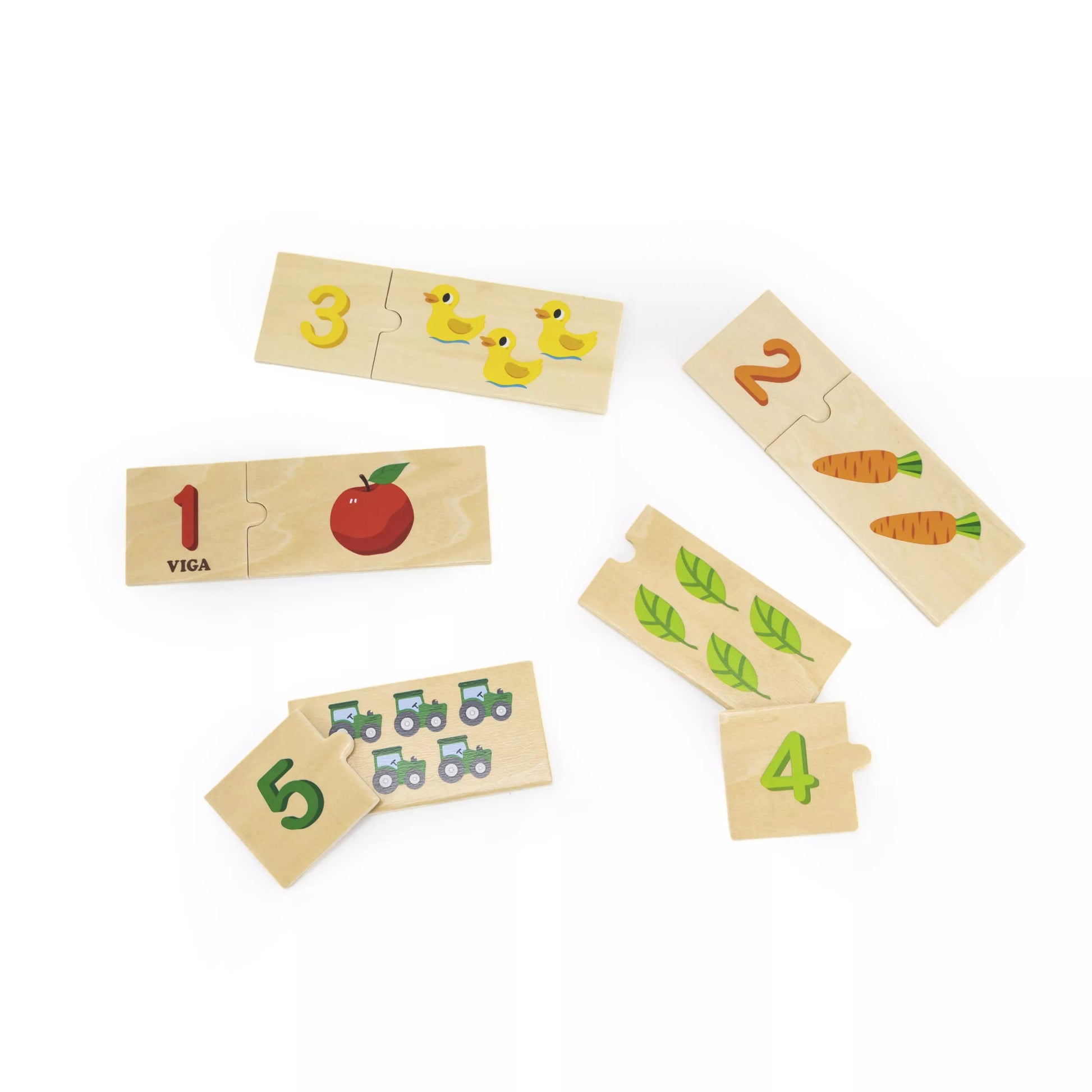 VIGA medinis dėlionių rinkinys „Suderink skaičius“ – Montessori dėlionė
