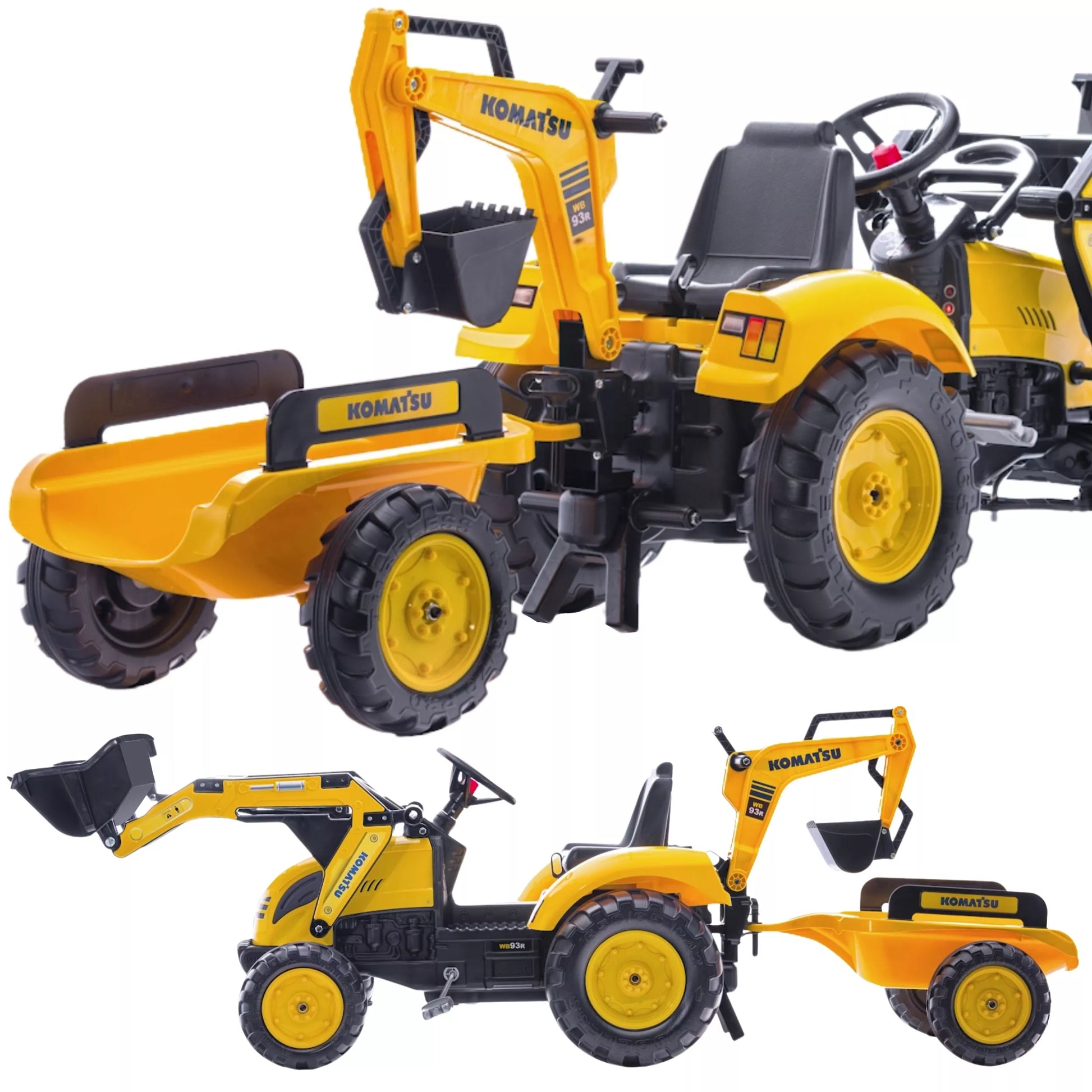 FALK KOMATSU pedalinis traktorius-ekskavatorius-kaušas-priekaba