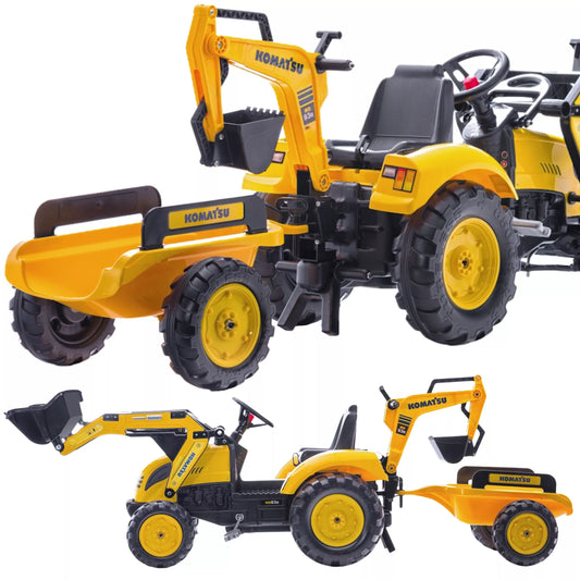 FALK KOMATSU pedalinis traktorius-ekskavatorius-kaušas-priekaba