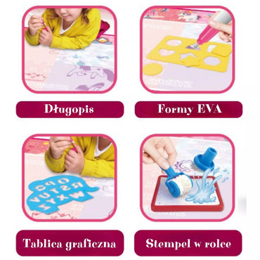 WOOPIE stebuklingas vandens piešimo kilimėlis mažosioms princesėms