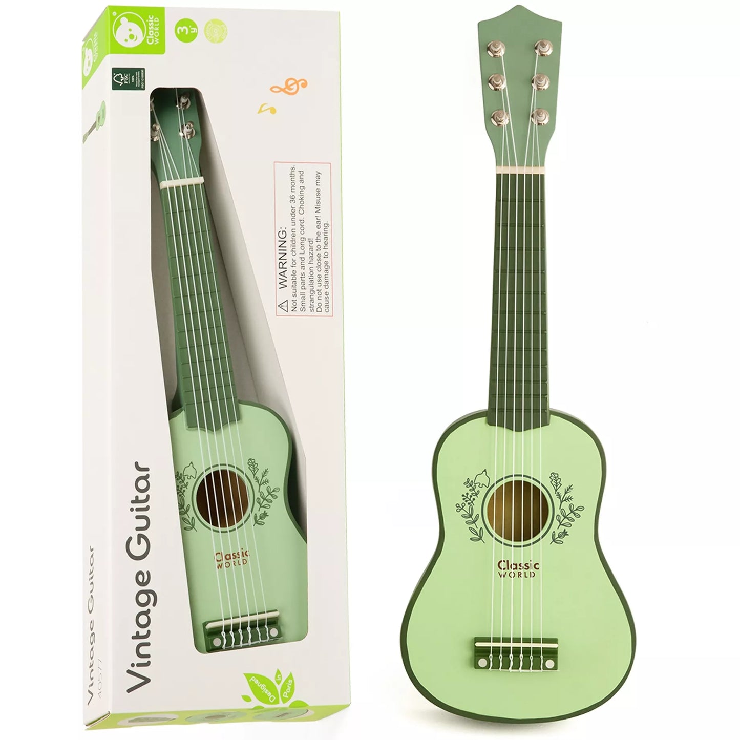 Vindažinė medinė gitara vaikams