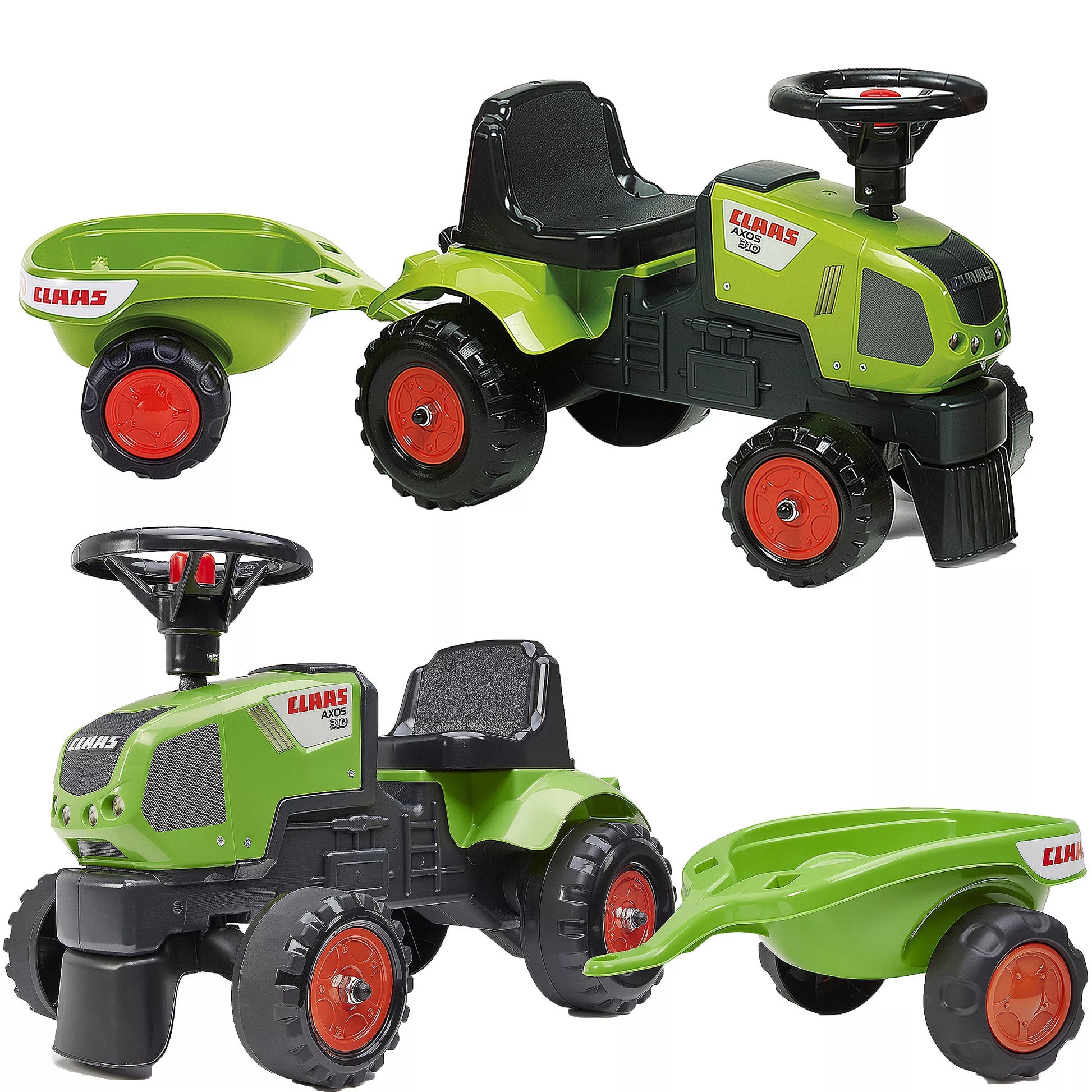 Falk Baby Claas Axos 310 traktoriukas–stumdukas su priekaba