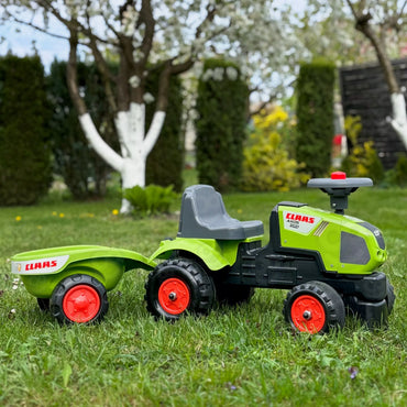 Falk Baby Claas Axos 310 traktoriukas–stumdukas su priekaba