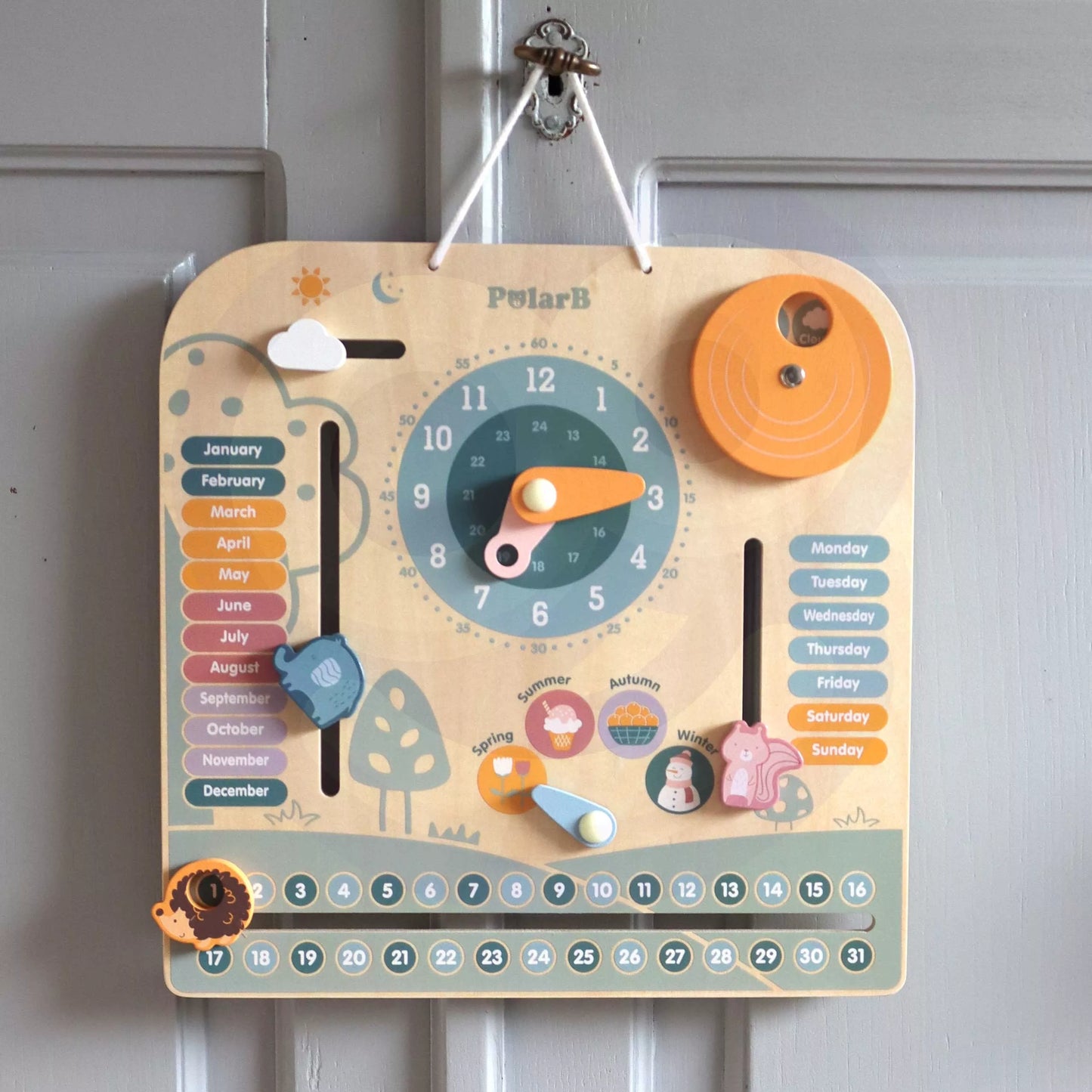 Medinis Montessori kalendorius ir laikrodis