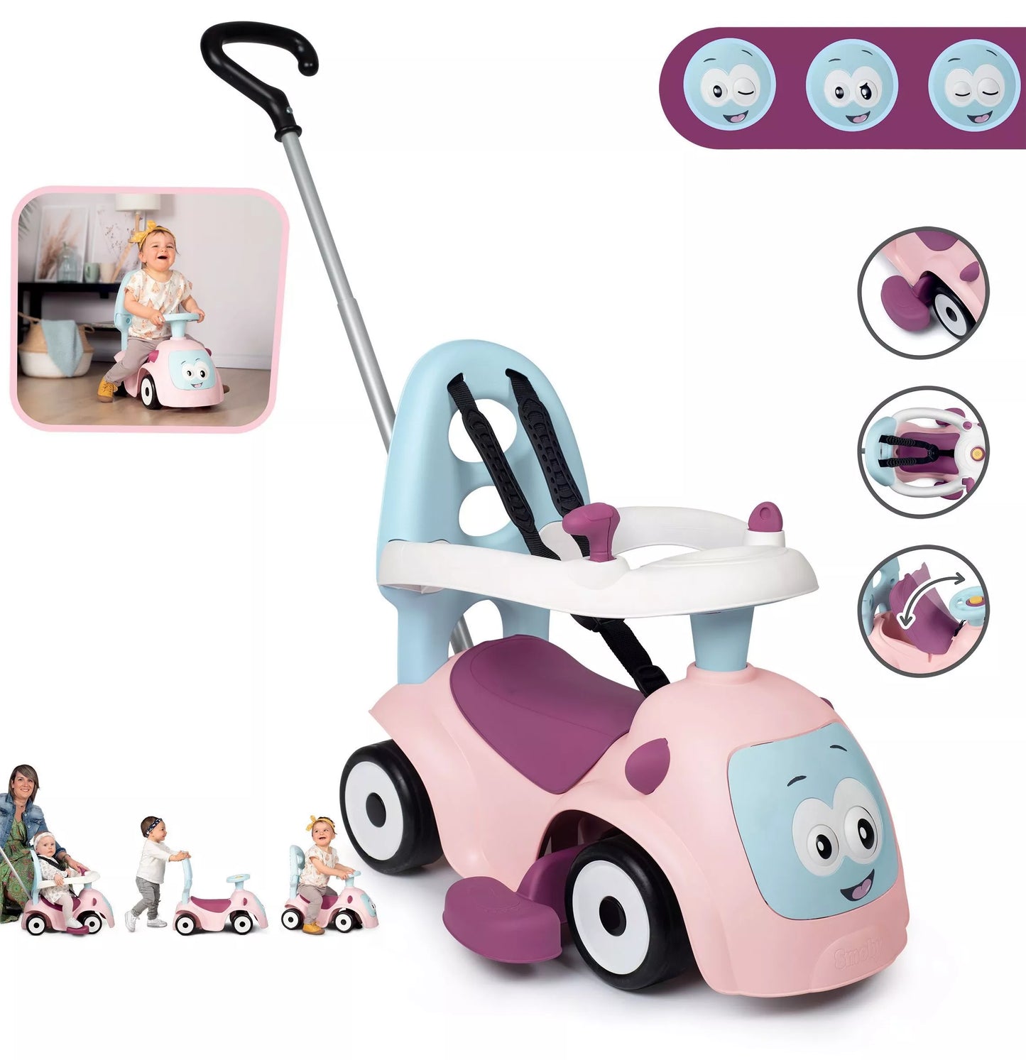 SMOBY vežimėlis Maestro 3in1, rožinis