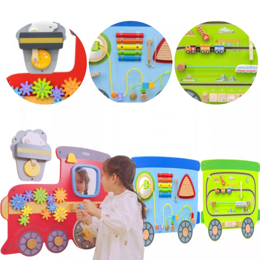 VIGA medinis sensorinės manipuliacijos lenta EDU traukinys