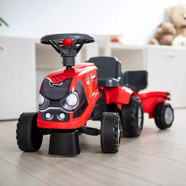 Falk Baby Case IH traktoriukas–stumdukas su priekaba, įrankiais ir lipdukais