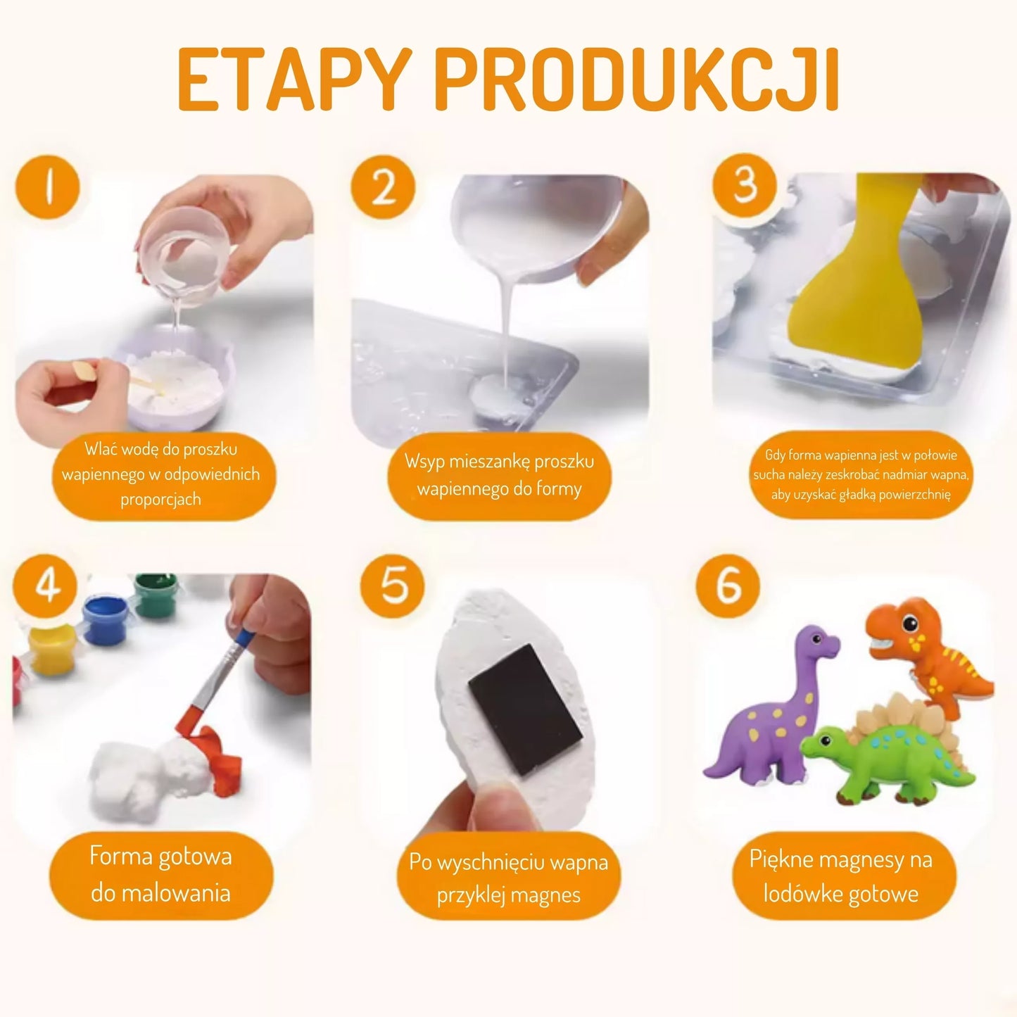 WOOPIE „pasidaryk pats“ dažymo rinkinys: pasigaminkite gipso figūrėles ir jas nudažykite – dinozaurų rinkinys