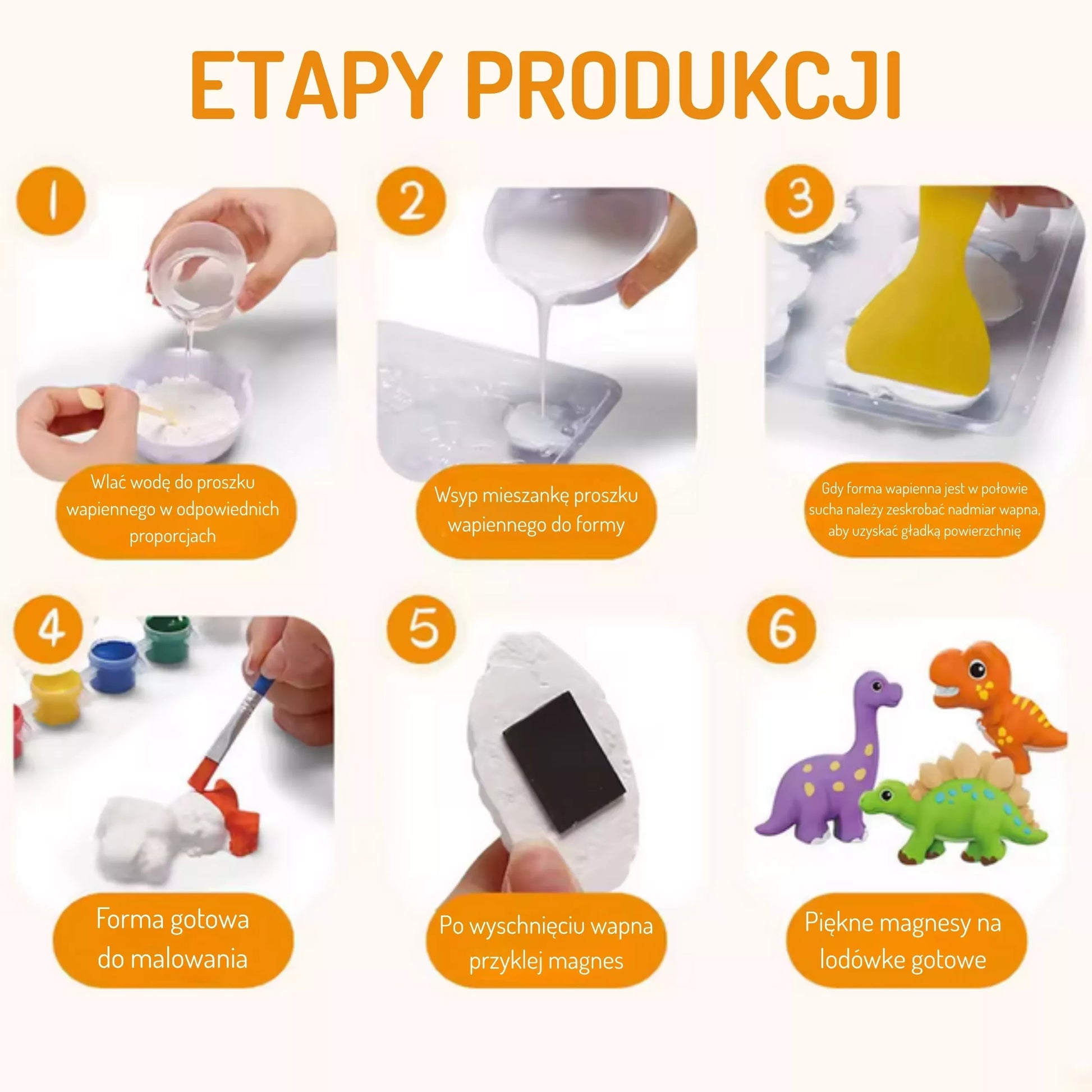 WOOPIE „pasidaryk pats“ dažymo rinkinys: pasigaminkite gipso figūrėles ir jas nudažykite – dinozaurų rinkinys