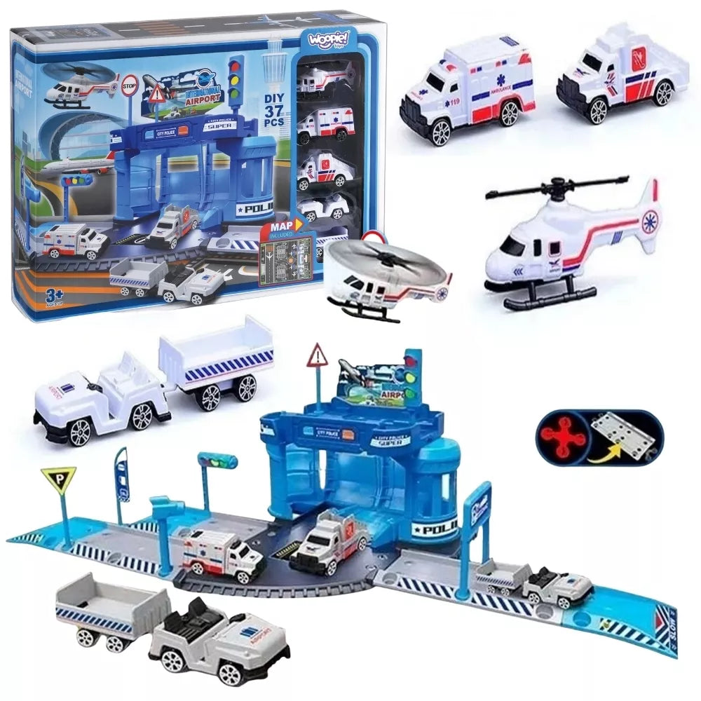 WOOPIE teminis rinkinys Oro uosto policijos nuovada su automobiliais ir sraigtasparniu 37el.