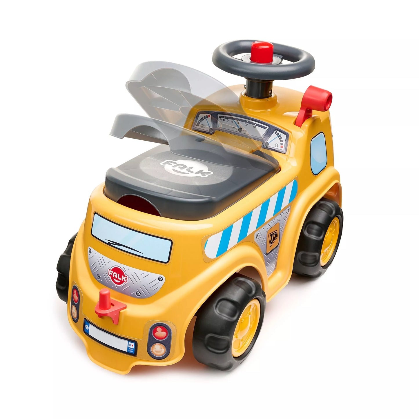 Falk JCB statybinis stumdomas sunkvežimis su priekaba ir smėlio įrankiais