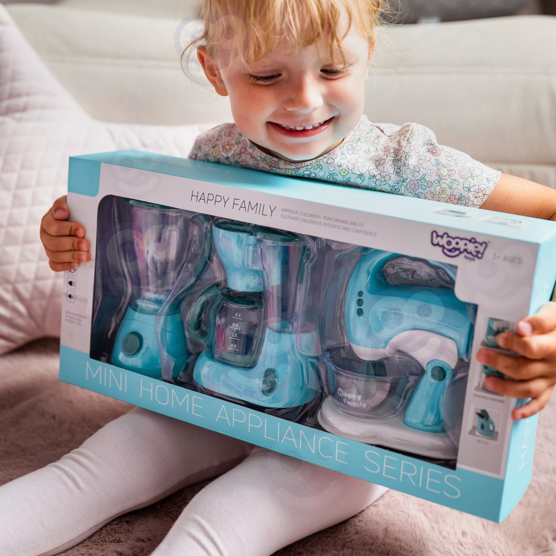 WOOPIE 3 viename vaikiškas buitinės technikos rinkinys: mikseris, blenderis, virtuvinis kombainas