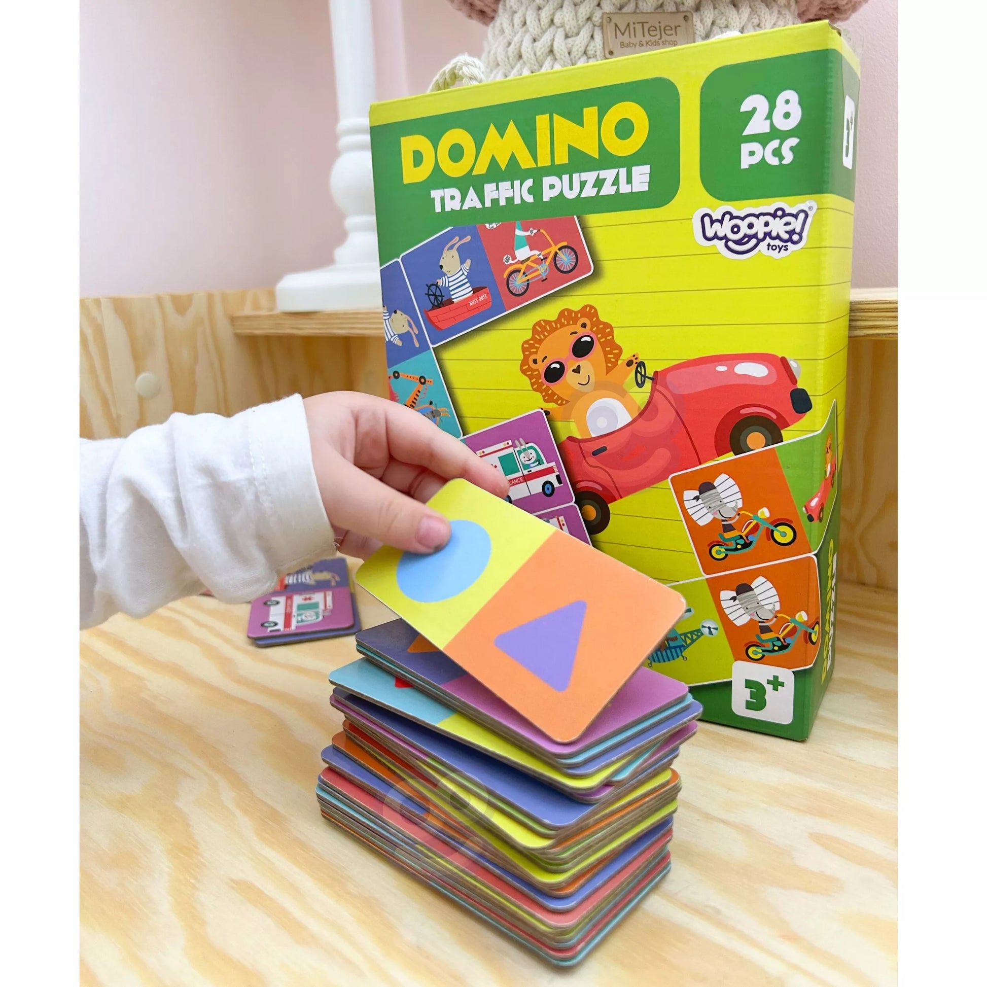 WOOPIE edukacinis žaidimas „Transportas ir gyvūnai“ – Montessori domino dėlionė