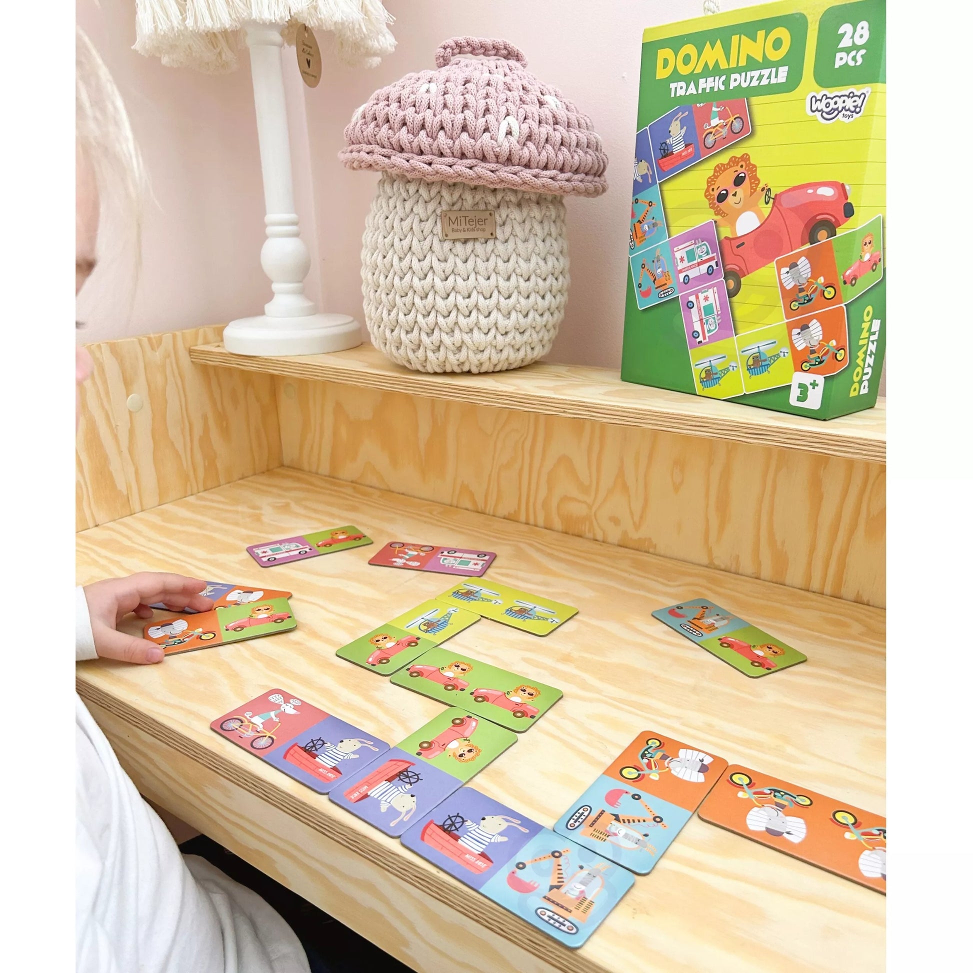 WOOPIE edukacinis žaidimas „Transportas ir gyvūnai“ – Montessori domino dėlionė
