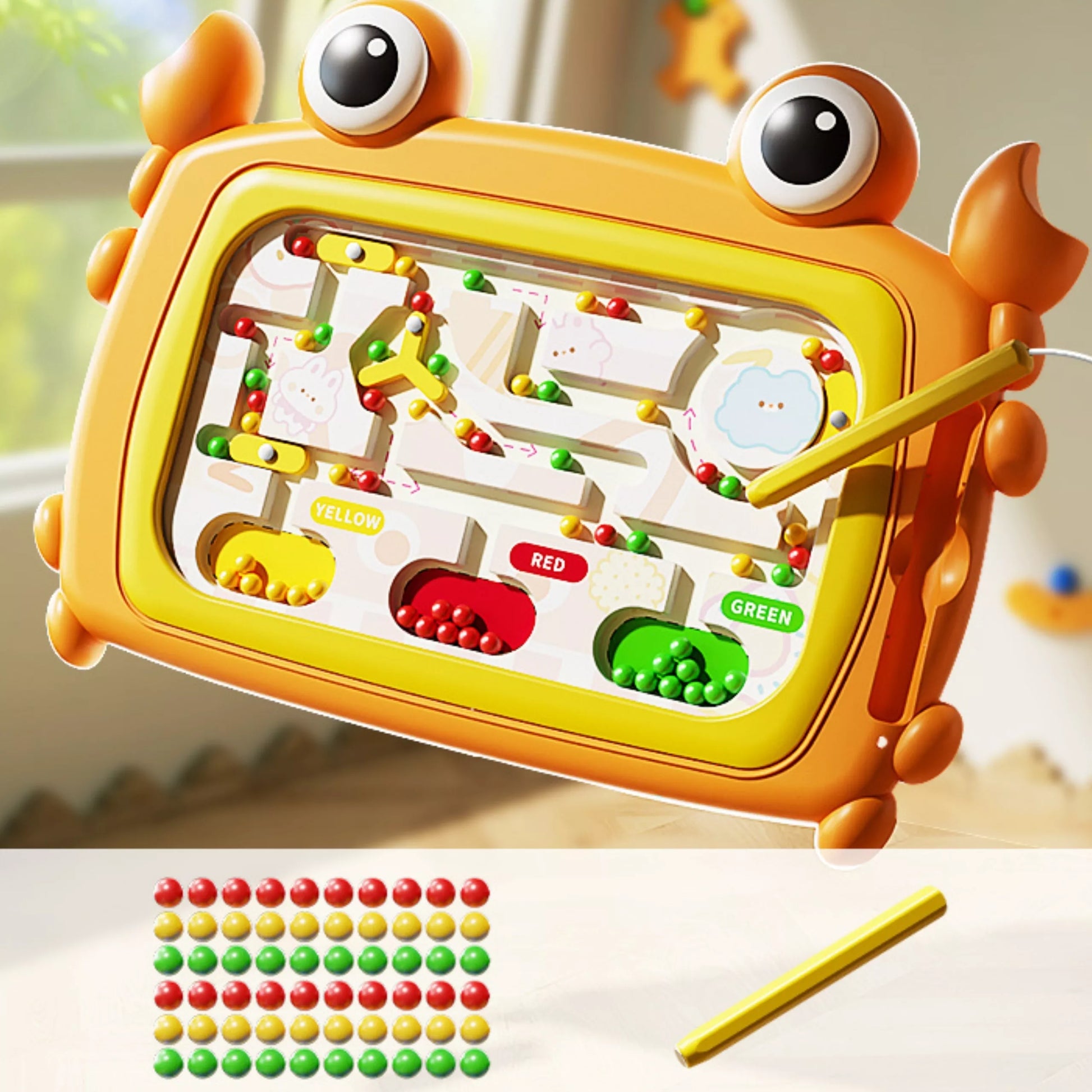 WOOPIE Montessori magnetinė lenta Krabų labirintas Oranžinė