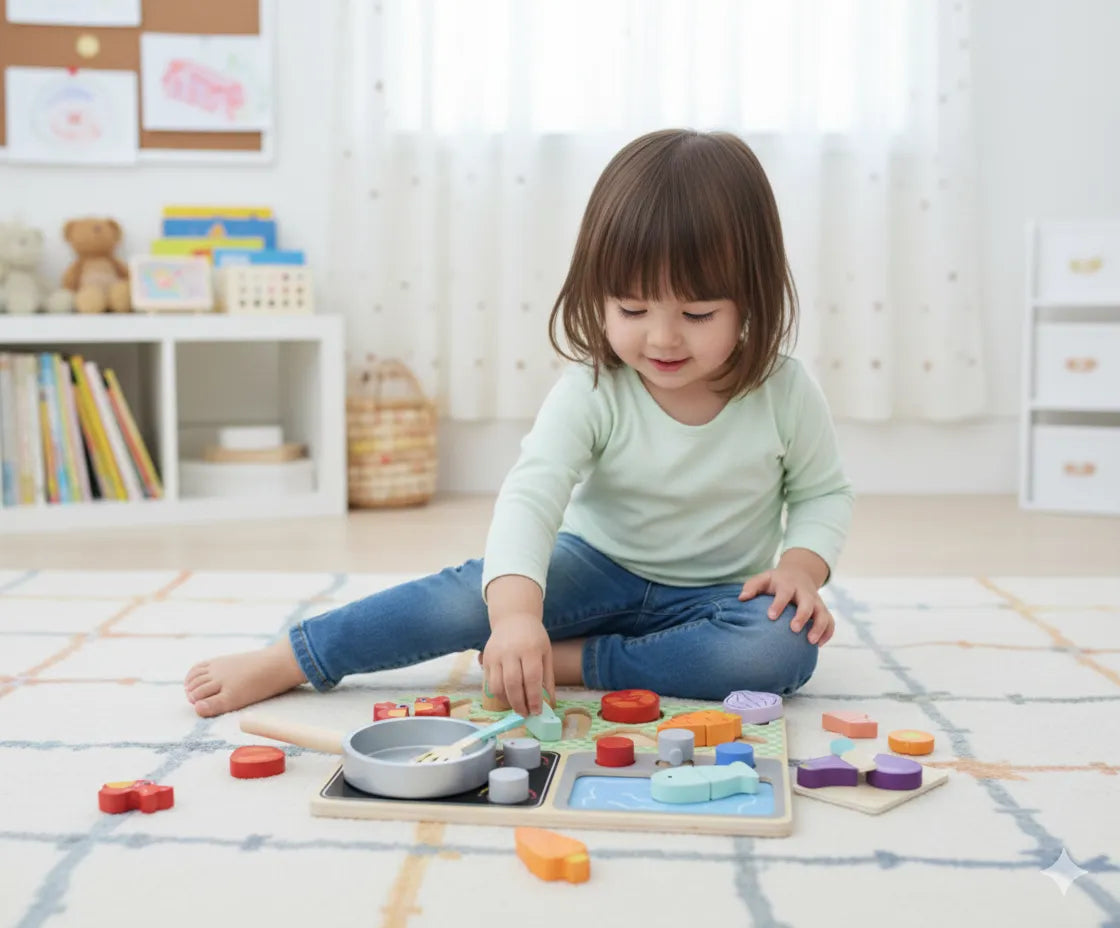 TOOKY TOY medinė virtuvė su priedais – mažojo šefo rinkinys