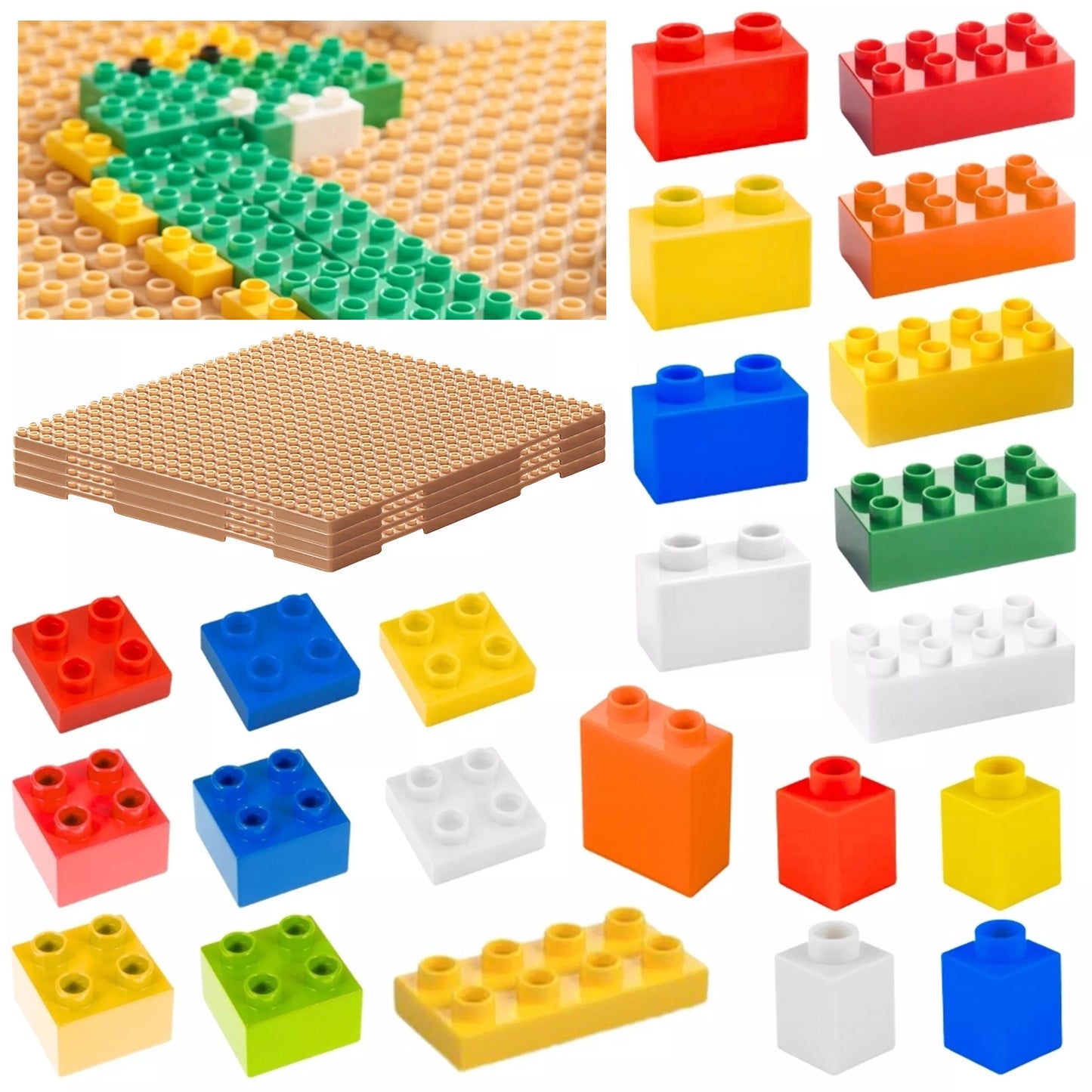 Masterkidz STEM kaladėlių rinkinys (135 vnt.) su 4 panelių užklotais.