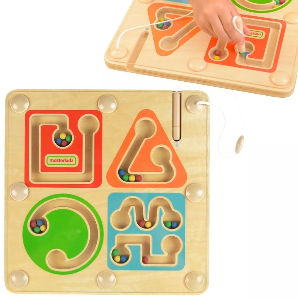 Masterkidz medinis magnetinis labirintas su magnetiniu pieštuku