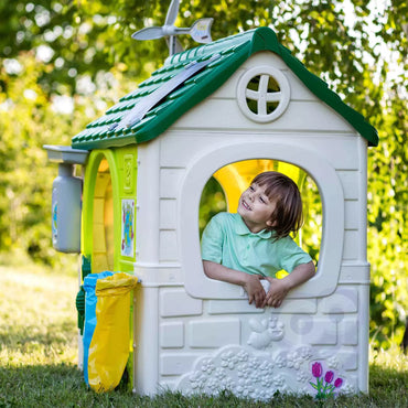 FEBER Eco sodo namelio tiektuvas su atliekų rūšiavimu, imitacinė saulės baterija