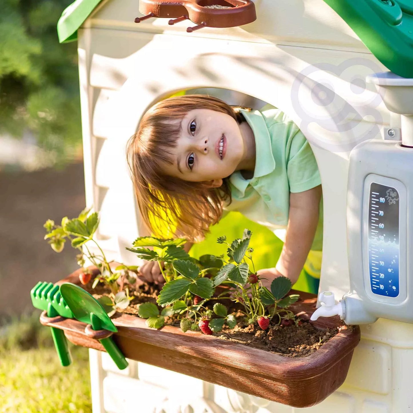 FEBER Eco sodo namelio tiektuvas su atliekų rūšiavimu, imitacinė saulės baterija
