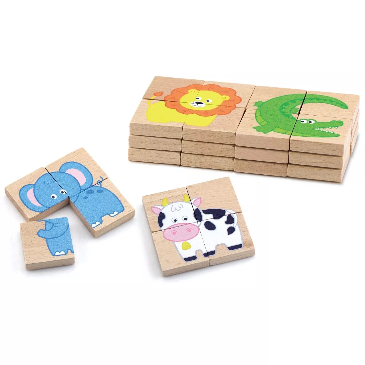 VIGA medinių magnetinių dėlionių rinkinys gyvūnai