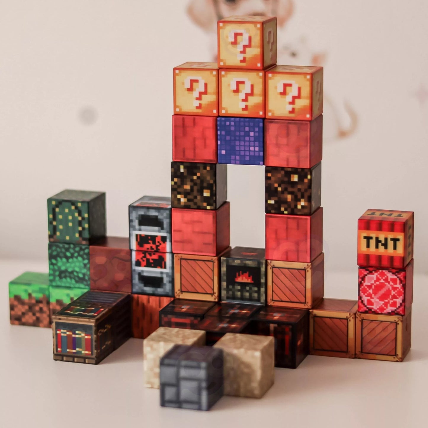 WOOPIE magnetinių konstruktoriaus blokelių rinkinys „Minecraft“ –  63 vnt.