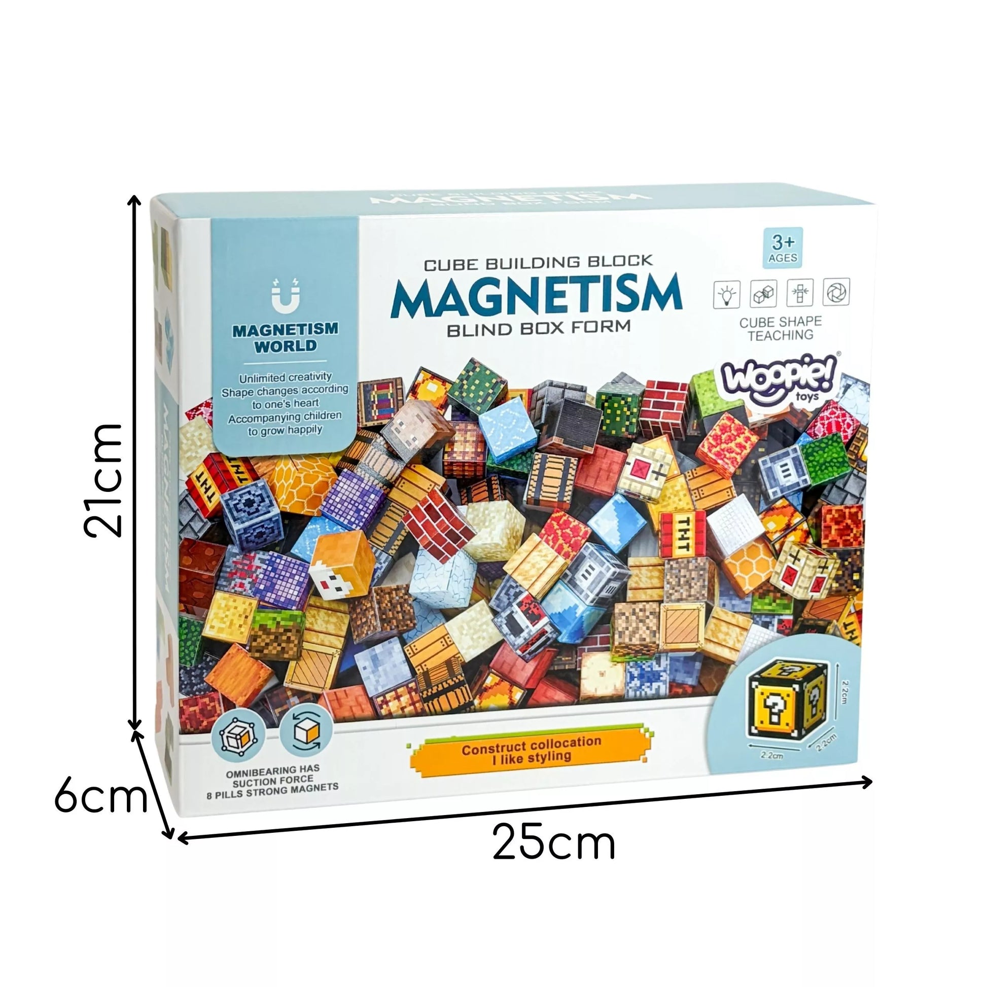 WOOPIE magnetinių konstruktoriaus blokelių rinkinys „Minecraft“ –  63 vnt.
