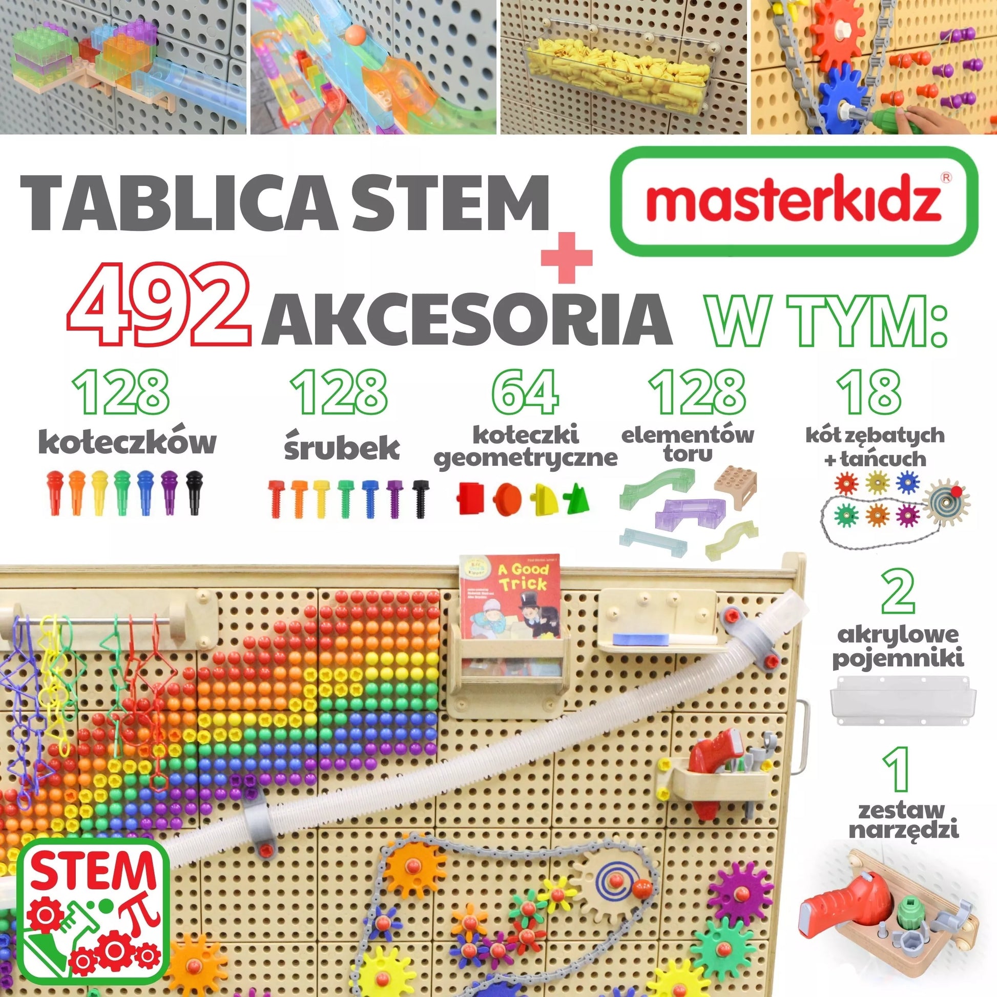 Masterkidz didysis STEM kūrybos ir konstravimo centras su Ball TraX trasa ir įrankiais