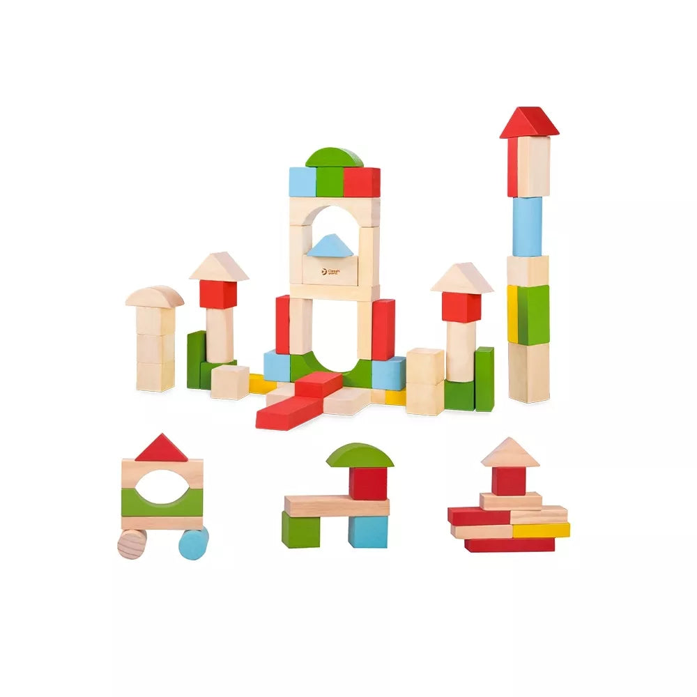 Medinės kaladėlės vaikams 50 vnt.