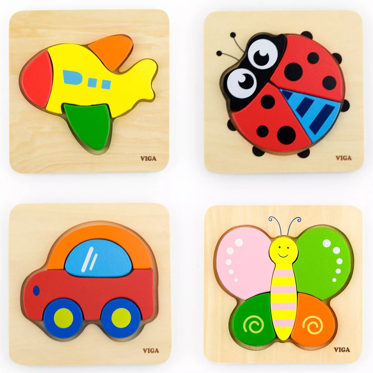 VIGA kūdikio pirmasis medinis dėlionės automobilis