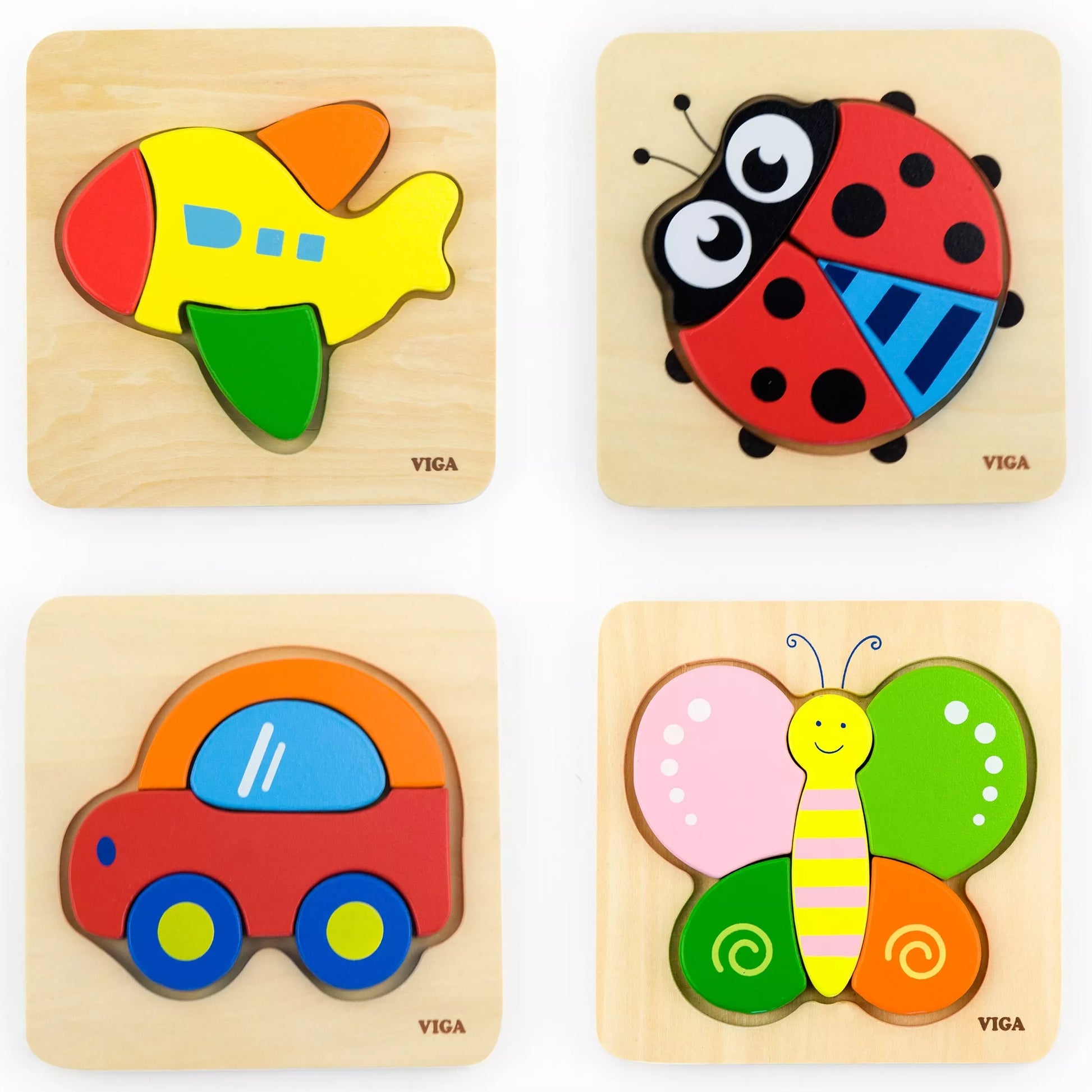 VIGA kūdikio pirmasis medinis dėlionės automobilis