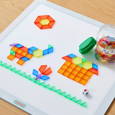 Masterkidz LED šviesos panelė, keičianti spalvas su nuotolinio valdymo pultu + Montessori mozaikos blokai (140 vnt.)