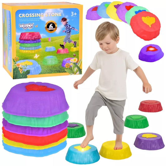 WOOPIE sensoriniai balanso akmenys – šviečiantys, lavinantys pusiausvyrą, 6 vnt.