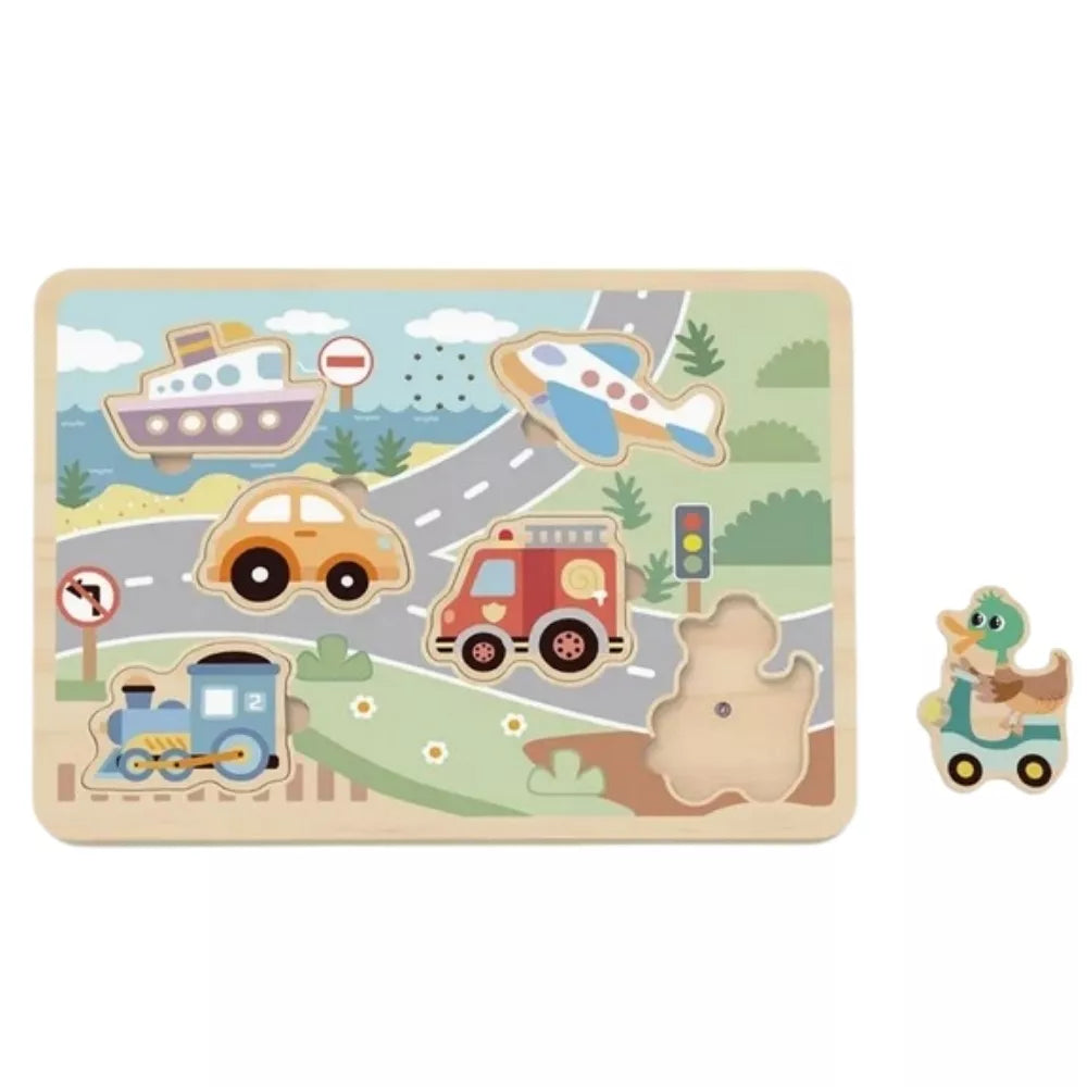 TOOKY TOY medinė interaktyvidėlionė – automobiliai