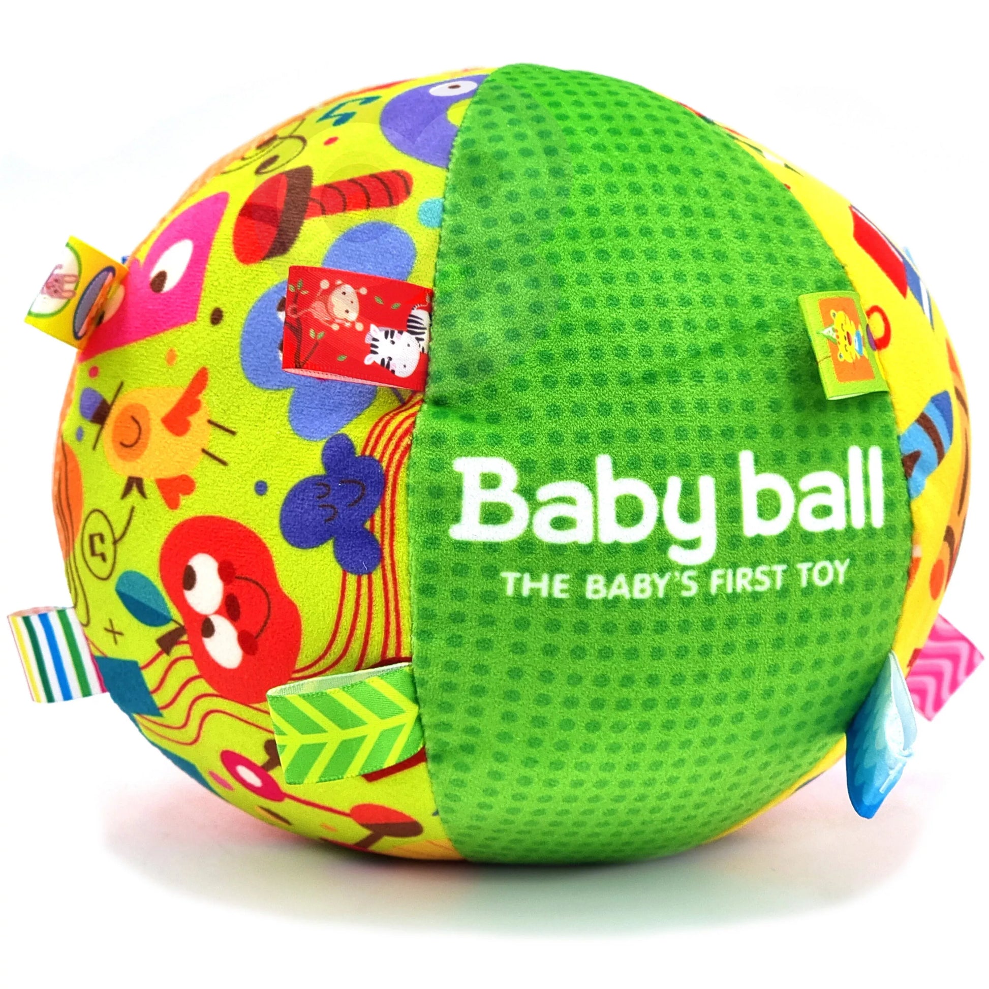 WOOPIE BABY minkštas sensorinis kamuolys „Lady Label“ su įsiūtais elementais ir garsais kūdikiams