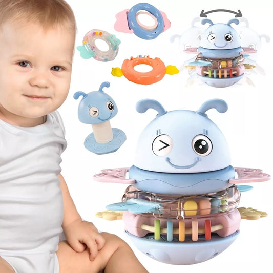 WOOPIE BABY „Vanka-vstanka“ sensorinis žaislas 2 viename – barškutis ir kramtukas