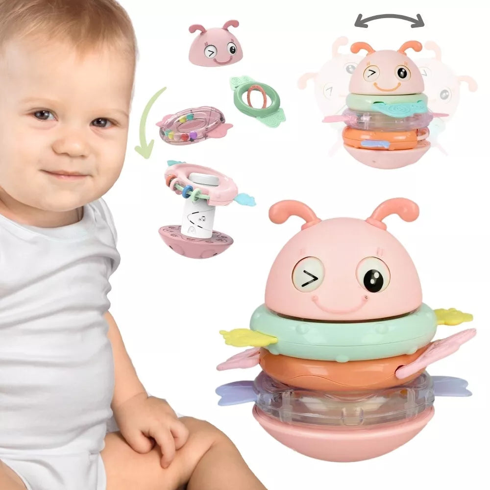 WOOPIE 2in1 rožinis bitutės vartalynukas -kramtukas