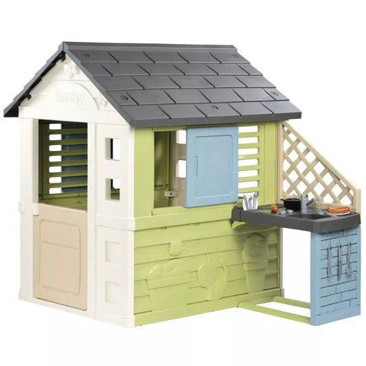 SMOBY Life PRETTY lauko žaidimų namelis su virtuvėle + 17 priedų