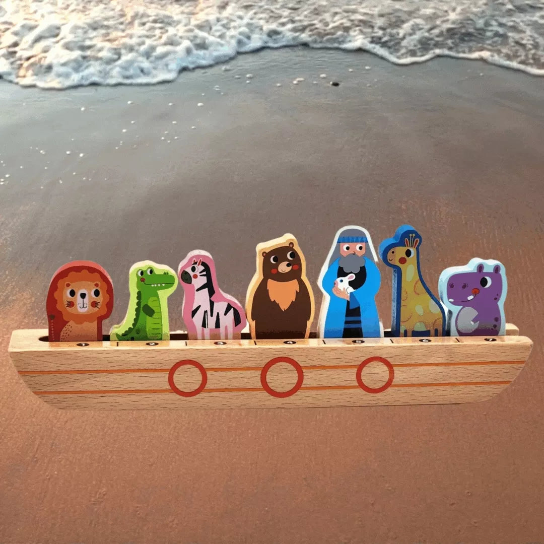 TOOKY TOY medinė dėlionė vaikams Nojus ir gyvūnai